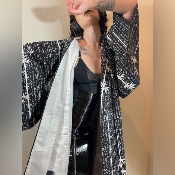 The matrix cyber code kanji Japanese kimono true vintage bamboo shoots Y2K cyber - Picture 6 of 8